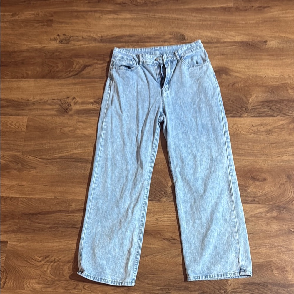 SHEIN Blue Boyfriend Jeans Light Wash Casual